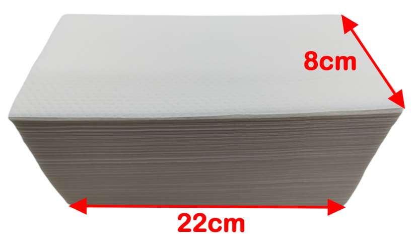 Papírové ručníky skládané Z 2-vrstvé 22x24cm bílé 100% celulóza 150ks
