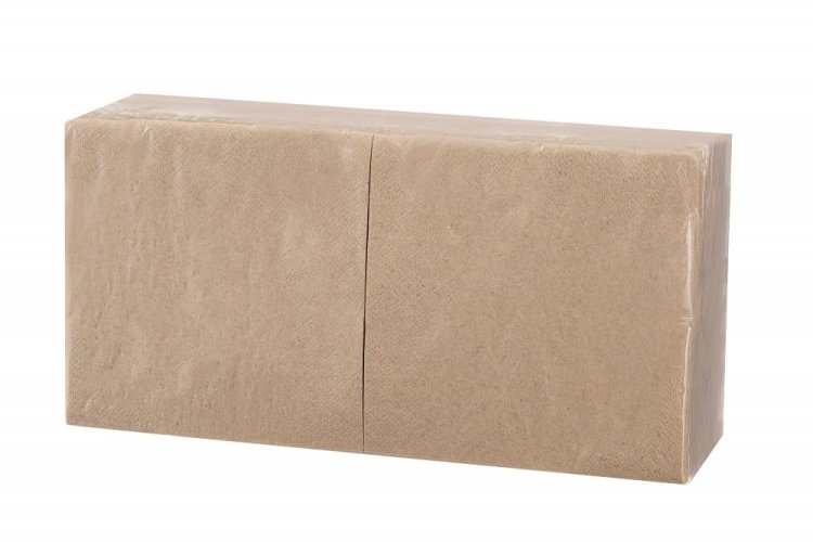 Obrúsok ECO hnedý 33x33cm 2vr 1/4 skladanie 100% celulóza 250ks