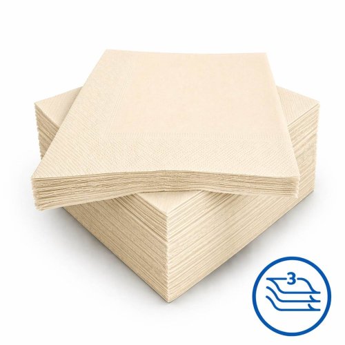 Obrúsok béžový 33x33cm 3vr 1/4 skladanie 100% celulóza 250ks