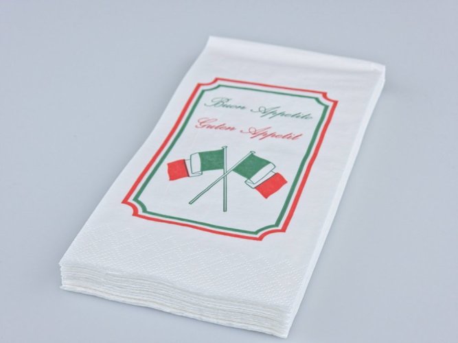 Servietten Ich lerne Italienisch 40x40cm 2-lagig 1/8-Falz 100% Zellstoff 100 Stk.