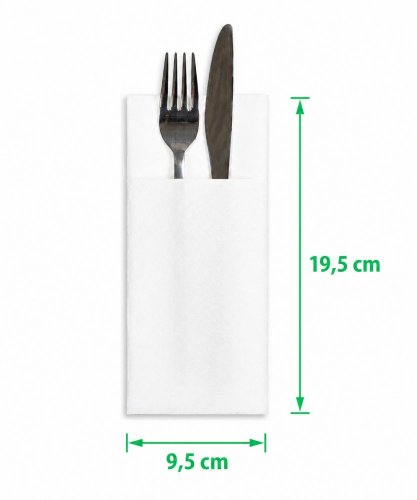 Bestecktaschen Servietten aus Tissue weiß 39x39cm 2-lagig 1/8 Falz 100% Zellstoff 250 Stk.