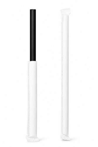 EXTRA hrubé papierové slamky JUMBO 8x250mm čierne hyg balené 100ks
