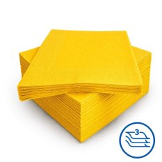 Ubrousky žluté 33x33cm 3vr sklad 1/4 100% celulóza 250ks