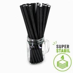 EXTRA hrubé papierové slamky JUMBO 8x250mm čierne 100ks