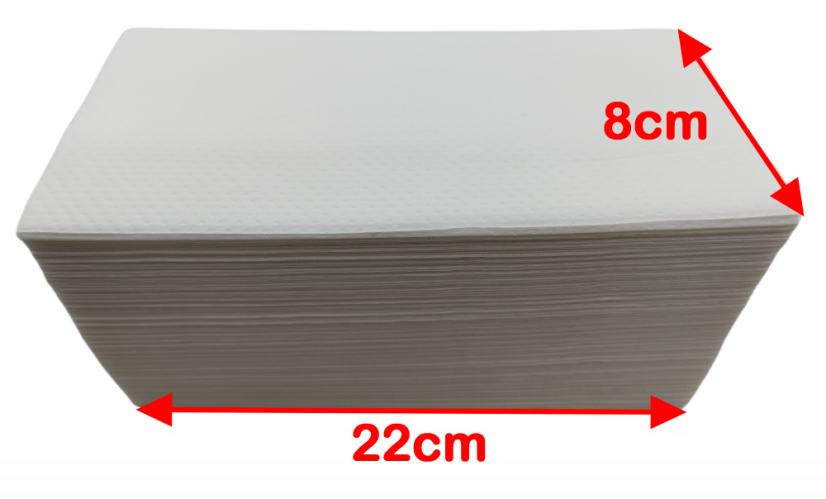 Papierový uterák Z skladaný 2-vrstvové 22x24cm biela 100% celulóza 150ks