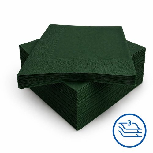Servietten dunkel grün 33x33cm 3-lagig 1/4-Falz 100% Zellstoff 250 Stk.