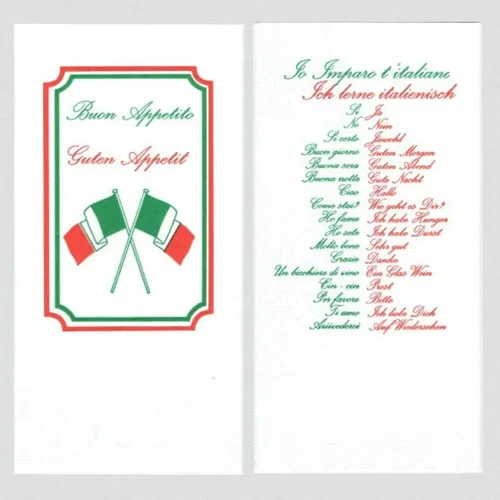 Servietten Ich lerne Italienisch 40x40cm 2-lagig 1/8-Falz 100% Zellstoff 100 Stk.