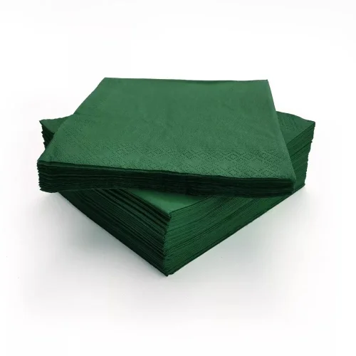 Ubrousky tmavě zelené 33x33cm 2vr sklad 1/4 100% celulóza 250ks
