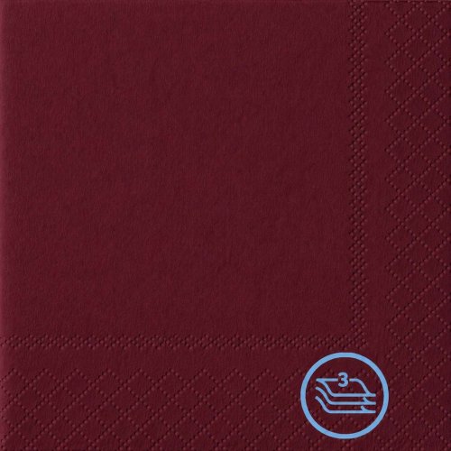 Servietten burgundy 24x24cm 3-lagig 1/4-Falz 100% Zellstoff 250 Stk.