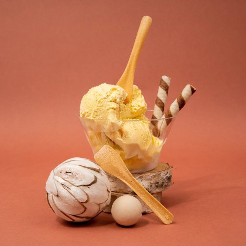 Zmrzlinová lyžička drevo kompozit hnedá 9,5cm WPC (660ks) reusable