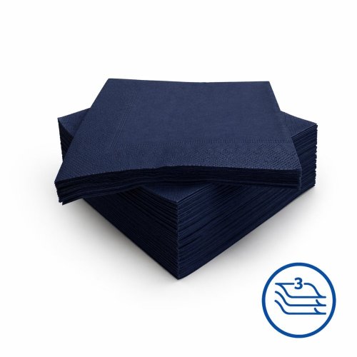 Ubrousky tmavě modré 33x33cm 3vr sklad 1/4 100% celulóza 250ks