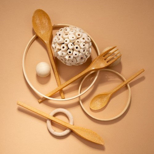 Lyžička drevo kompozit hnedá 13cm WPC (50ks) reusable